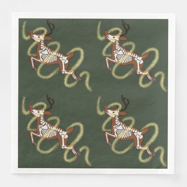 Reindeer Skeleton Paper Dinner Napkins (Front)