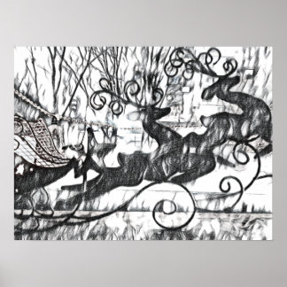 Reindeer Sketch Value Poster