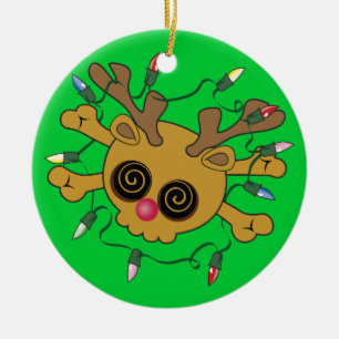 Reindeer Skull Ceramic Ornament