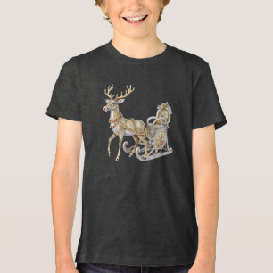 Reindeer Sleigh Boys T-Shirt Tri-Blend Shirt