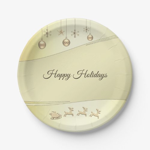 Reindeer Sleigh Christmas Ball Holiday Paper Plate