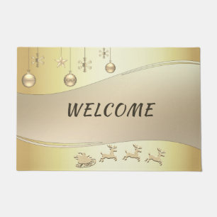 Reindeer Sleigh Christmas Balls Doormat