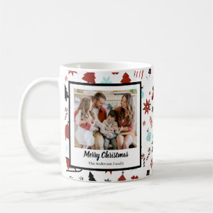 Reindeer Sleigh Christmas Pine Trees Coffee Mug
