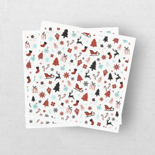 Reindeer Sleigh Christmas Pine Trees Napkins