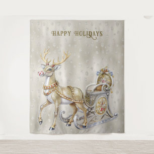 Reindeer Sleigh Holiday Backdrop