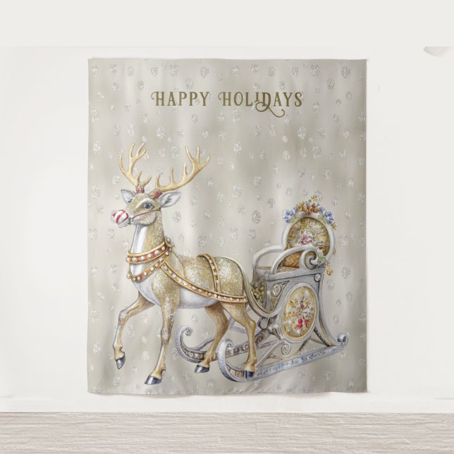 Reindeer Sleigh Holiday Backdrop (Front)