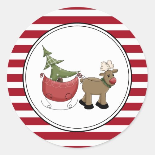 Reindeer  Sleigh Holiday Envelope Seals Stickers