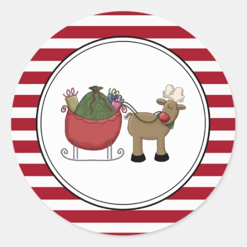 Reindeer  Sleigh Holiday Envelope Seals Stickers