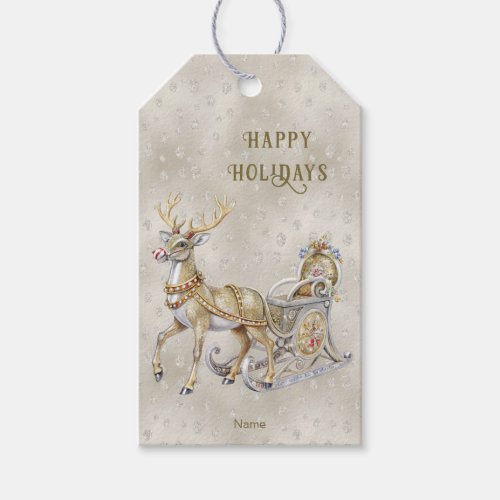 Reindeer Sleigh Holiday Gift Tag