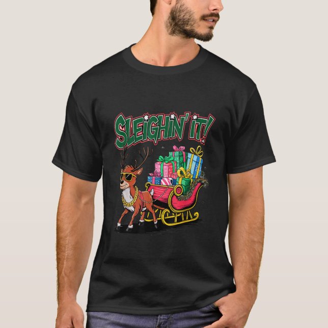 REINDEER SLEIGH HOLIDAY MEME BOOTLEG CHRISTMAS  T-Shirt (Front)