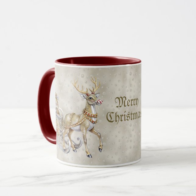 Reindeer Sleigh Holiday Mug (Front Left)