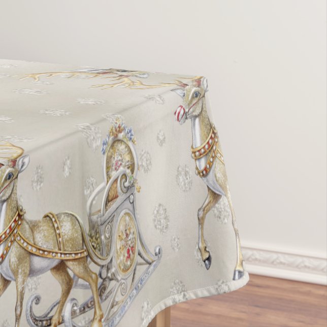Reindeer Sleigh Holiday Tablecloth (In Situ)