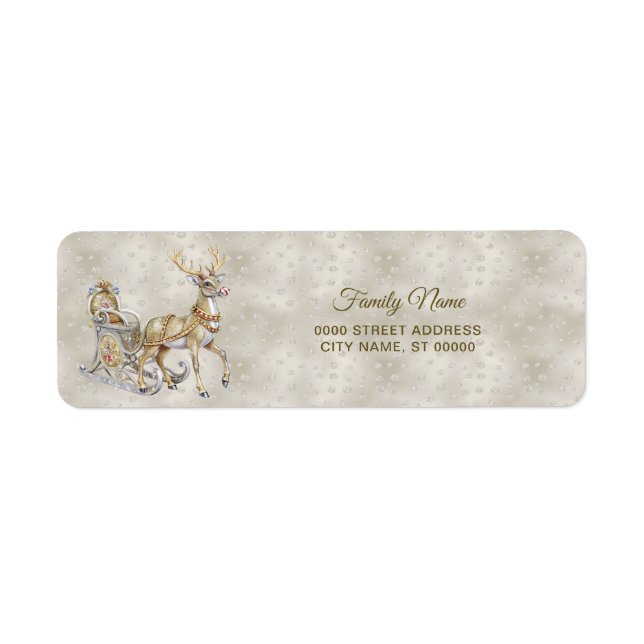 Reindeer Sleigh Return Address Label (Front)