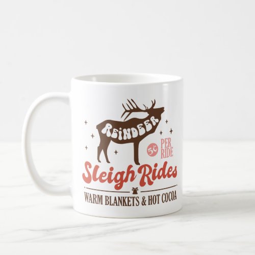 Reindeer Sleigh Rides Vintage Christmas Coffee Mug