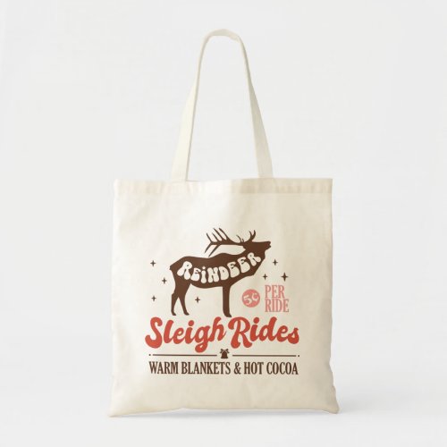 Reindeer Sleigh Rides Vintage Christmas Tote Bag