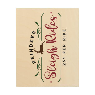 Reindeer Sleigh Rides Wood Wall Art