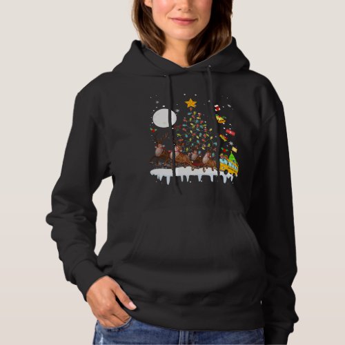 Reindeer Sleigh School Bus Christmas Tree Lights D Hoodie