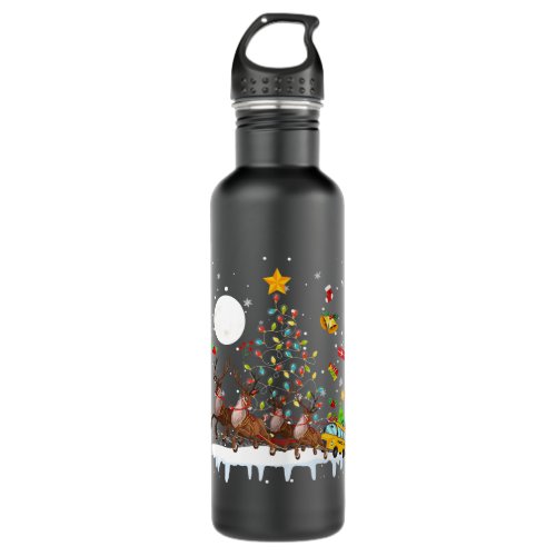 Reindeer Sleigh School Bus Christmas Tree Lights D Stainless Steel Water Bottle