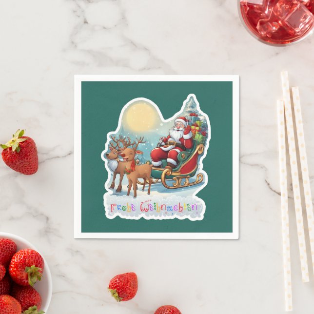 Reindeer sleigh with Rudolph -  Napkins (Insitu)