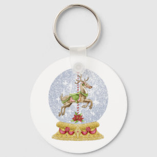 Reindeer snow globe keychain