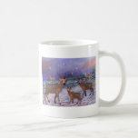 Reindeer Snowfall Mug<br><div class="desc">Graphic illustration of reindeer in the winter in the Northern lights.</div>
