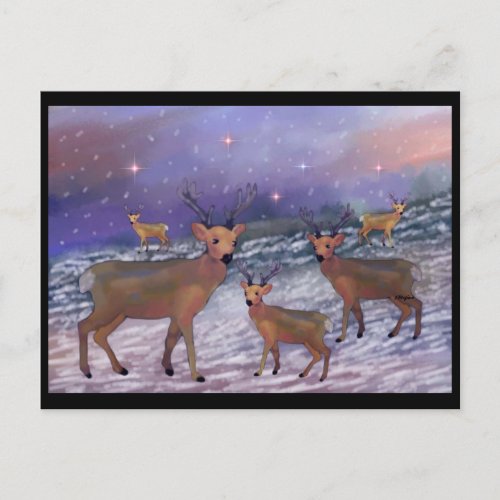 Reindeer Snowfall Postcards