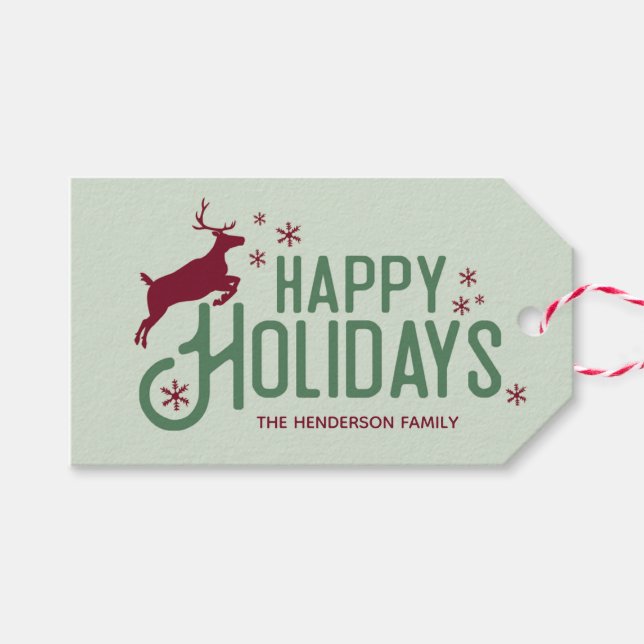 Reindeer snowflake Christmas Holiday Tag (Front (Horizontal))