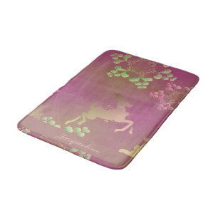 Reindeer Snowflake Monogram Purple Bath Mat