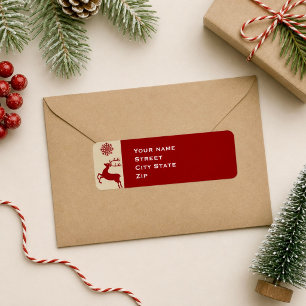 Reindeer Snowflake Return Address Label