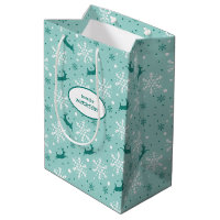 Elegant Silver Reindeer Purple Christmas Large Gift Bag, Zazzle