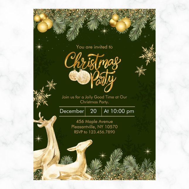 Reindeer & Snowflakes Christmas Party  Invitation (Creator Uploaded)