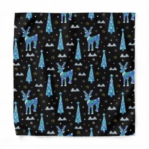 Reindeer, snowflakes, Christmas pattern Bandana