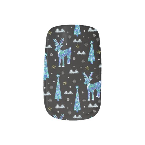 Reindeer snowflakes Christmas pattern Minx Nail Art
