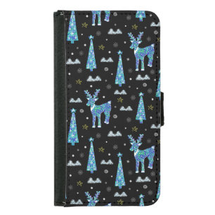 Reindeer, snowflakes, Christmas pattern Samsung Galaxy S5 Wallet Case