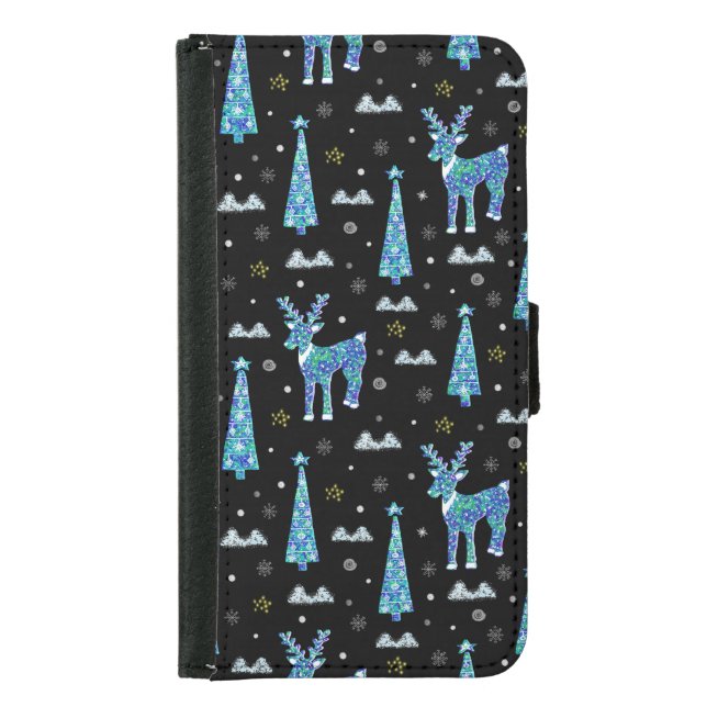 Reindeer, snowflakes, Christmas pattern Samsung Galaxy Wallet Case (Front)