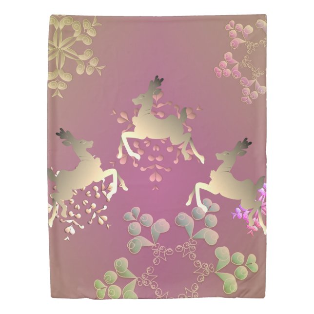 Reindeer &  Snowflakes Duvet Cover (Front)