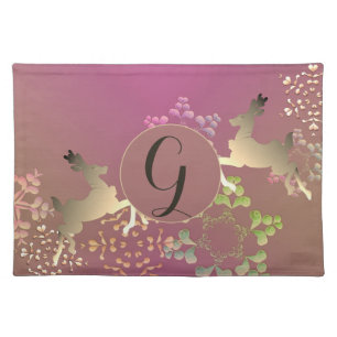 Reindeer & Snowflakes Purple Cloth Placemat