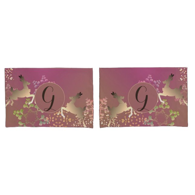 Reindeer & Snowflakes Purple Pillow Case (Front-Set)