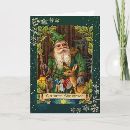 ReindeerSnowflakesVintage Christmas Holiday Card