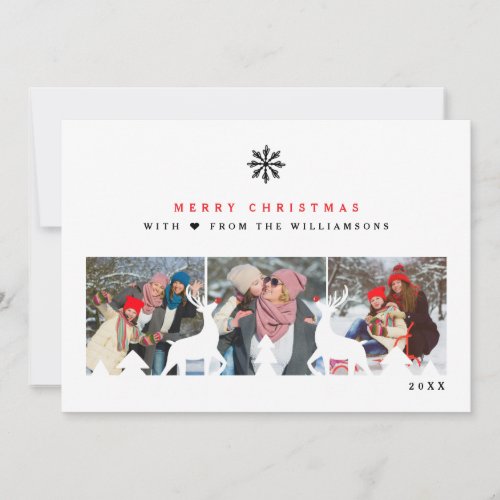 Reindeer  Snowflakes Winter Holiday Photos Card