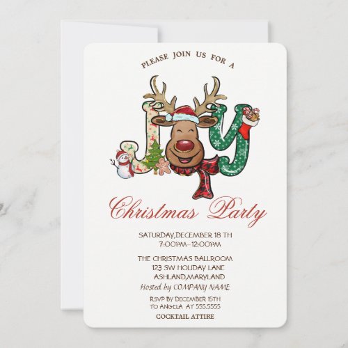 ReindeerSnowmanJoy Christmas Party  Invitation