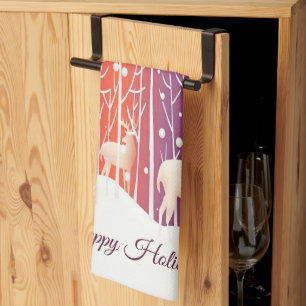 Reindeer Snowy Holiday Kitchen Towel