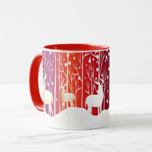 Reindeer Snowy Holiday Mug