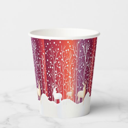 Reindeer Snowy Holiday Paper Cups