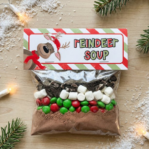 Reindeer Soup Christmas Treat Bag Topper Card