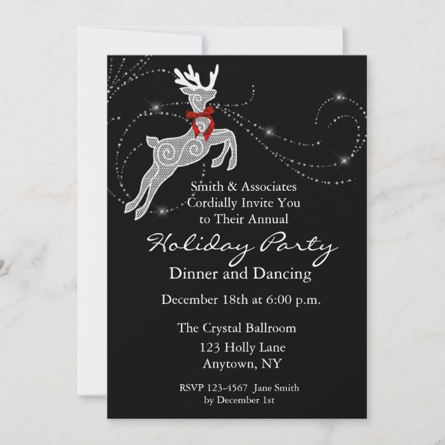 Reindeer Sparkle Holiday Party Invitation (Front)