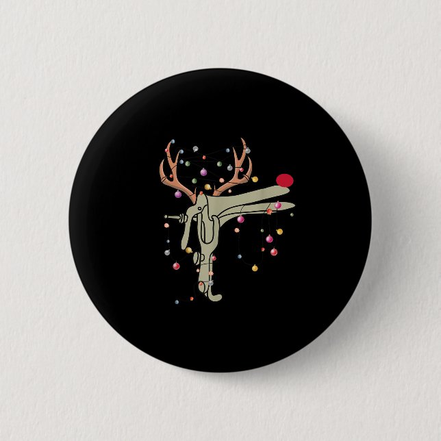 Reindeer Speculum Nurse Funny Christmas Obgyn Nurs Button (Front)