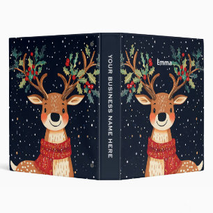 Reindeer Starry Christmas Twinkle Night 3 Ring Binder