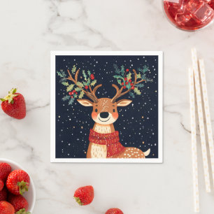 Reindeer Starry Christmas Twinkle Night Napkins