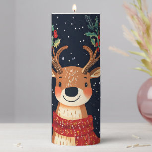 Reindeer Starry Christmas Twinkle Night Pillar Candle